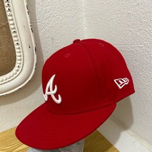 Red braves fitted hat